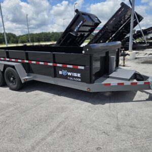 2025 BWise 7x16 Low Profile Dump Trailer – 15.4K GVWR, Hydraulic Jack, 3-Way Gate, 7-Gauge Floor