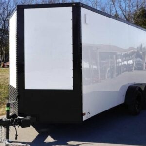Car Mate 7 x 12 V-Nose Enclosed Cargo Trailer – White